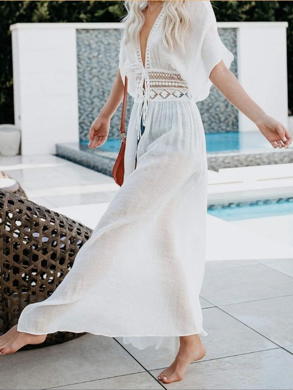 White Beach Maxi Beach Coverup- Elegant & Lightweight